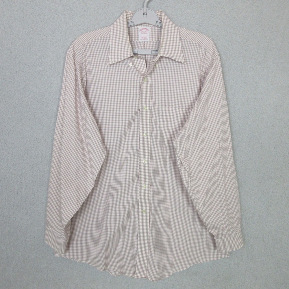 Brooks Brothers Button-Down Dress Shirt Checkered Traditional Fit Mens 16.5 34